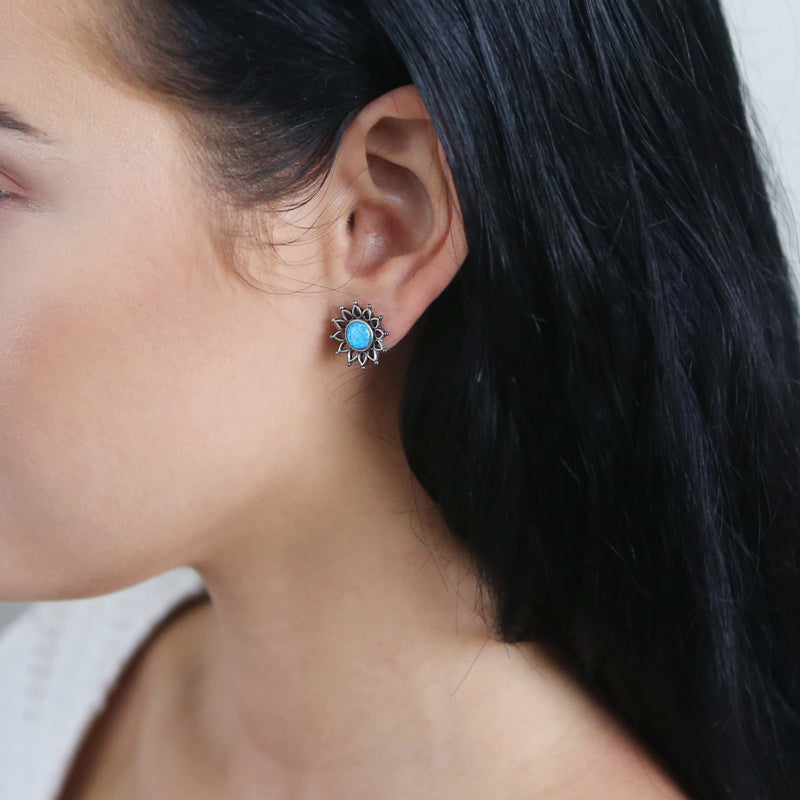 Sunflower Opal Stud Earrings-JE-Juri Elle