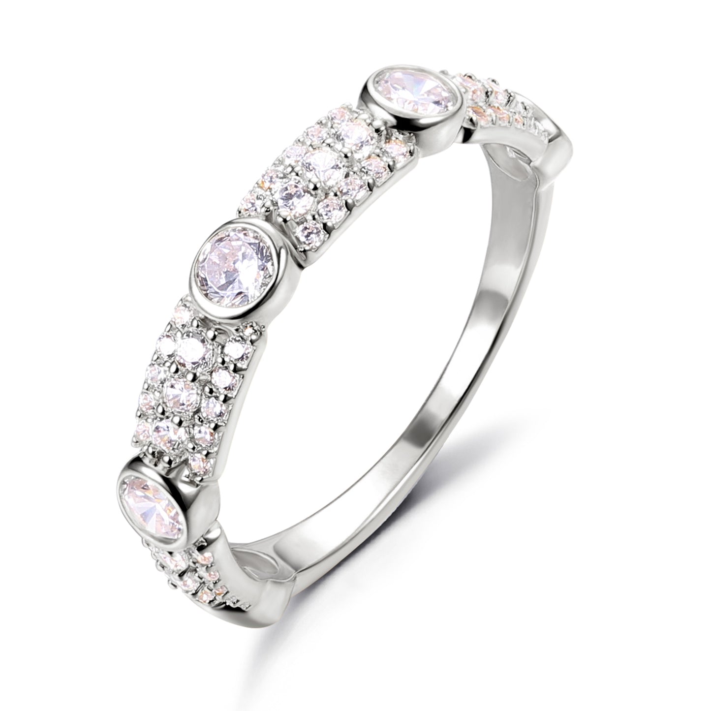 Classic Round Cut Sterling Silver Women's Band