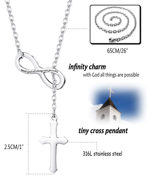 Stainless Steel Cross Necklace Infinity Necklace Religious Necklace Jewelry Inspirational Gift Chain Necklace for Women Men