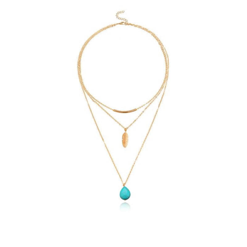 Bohemian Turquoise Leaf Necklace