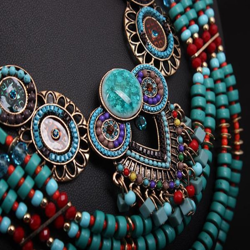 Bohemian Multilayer Colored Beaded Necklace