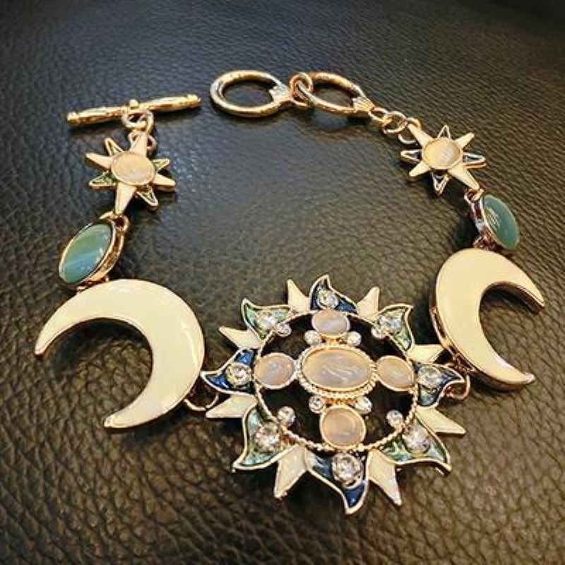Bohemian Sun Stone Moon Stone Diamond Bracelet