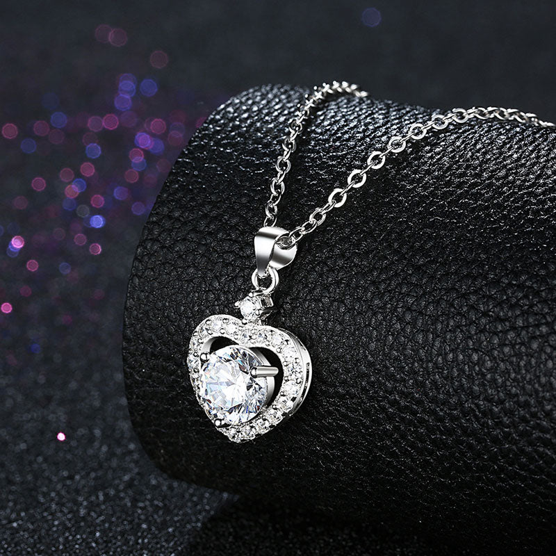 Heart Halo Sterling Silver Necklace-JE-Juri Elle