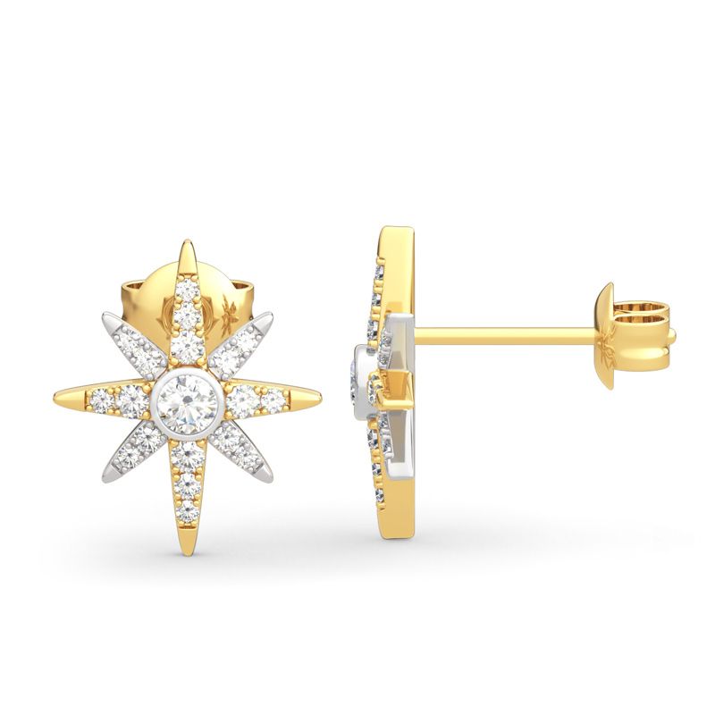 Two Tone Star Sterling Silver Earrings-JE-Juri Elle