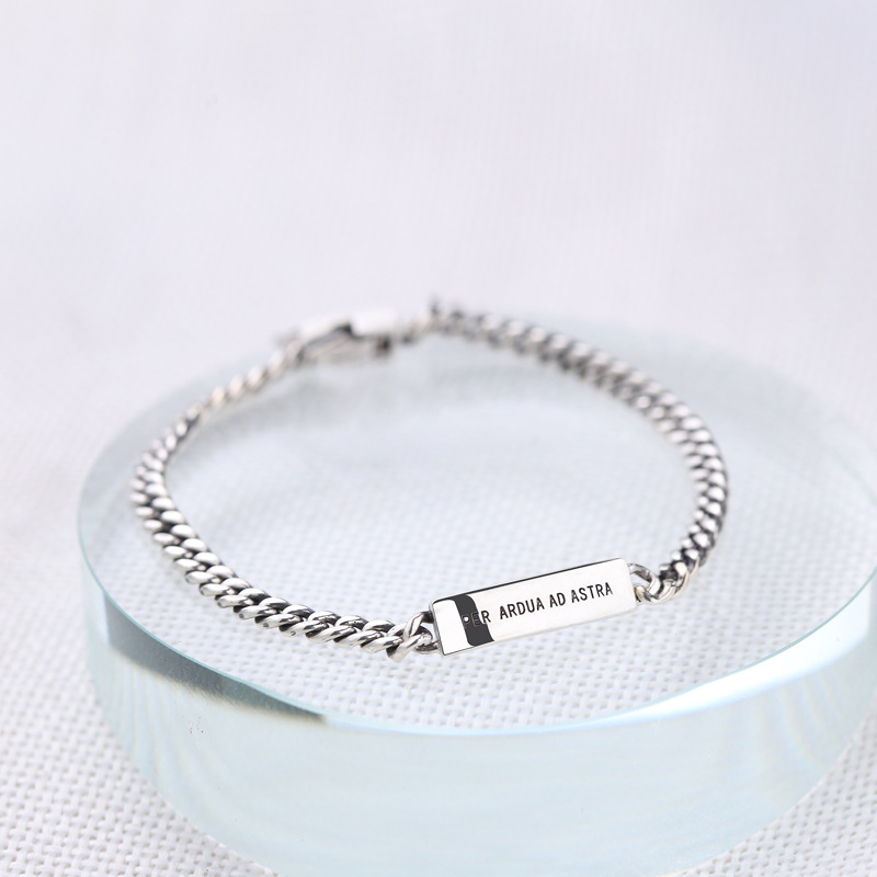 Ethnic Style Lettering Sterling Silver Bracelet