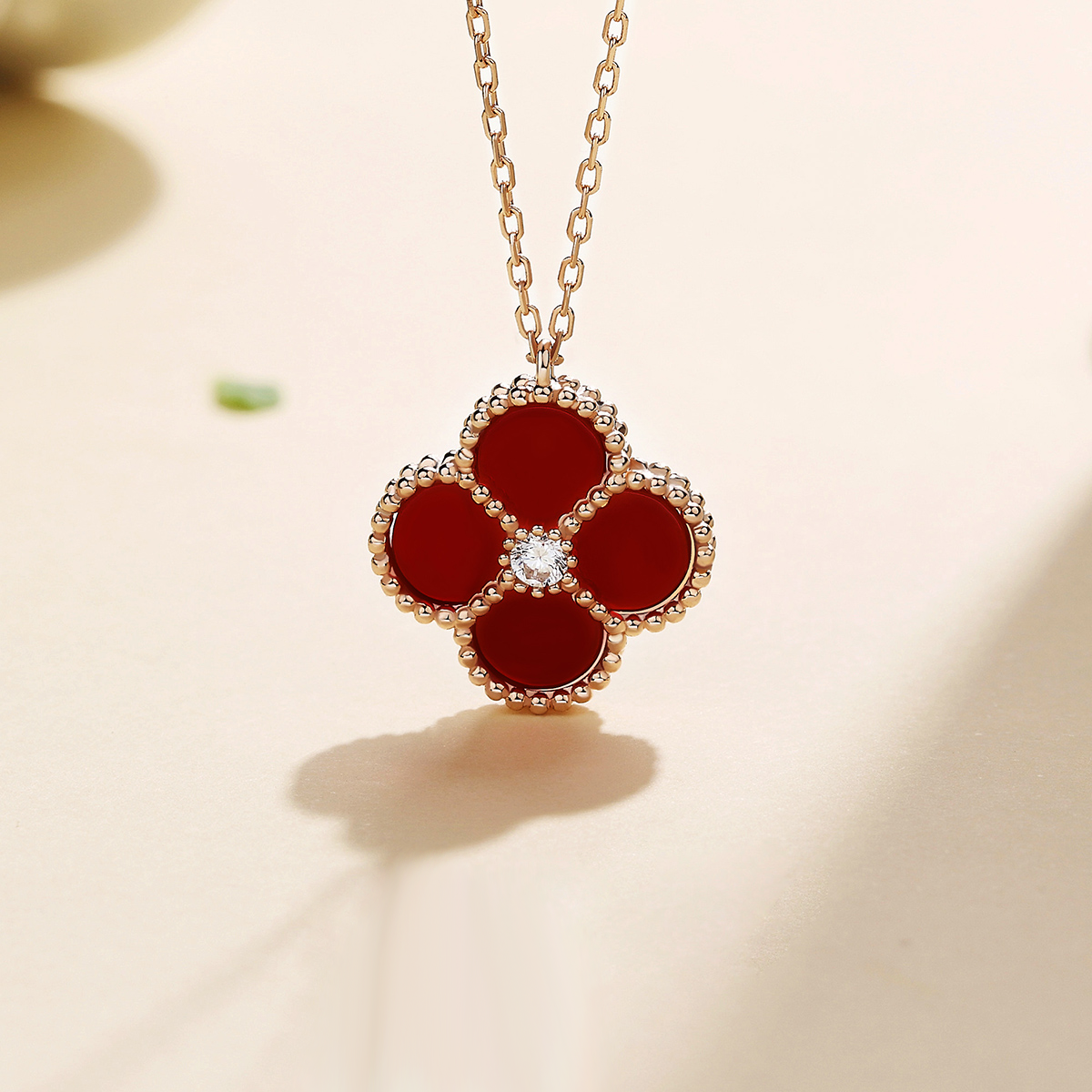 Lucky Agate Round Cut Sterling Silver Necklace