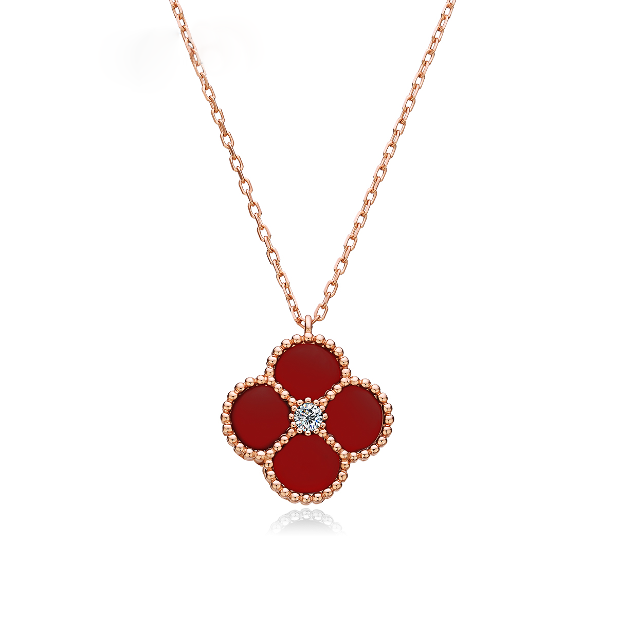 Lucky Agate Round Cut Sterling Silver Necklace