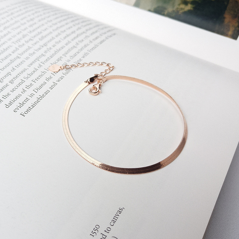 Snake Bone Chain Sterling Silver Plated Rose Gold Bracelet
