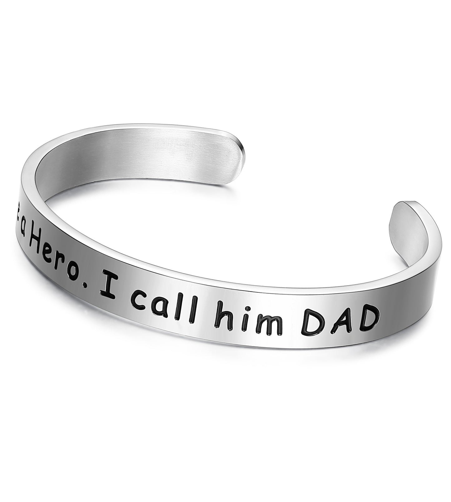 DIOROYAL Gift for Dad from Daughter, Son, Wife - Husband. Father. Hero Father's Day Stainless Steel Bracelet Engraved Bangle Jewelry for Dad