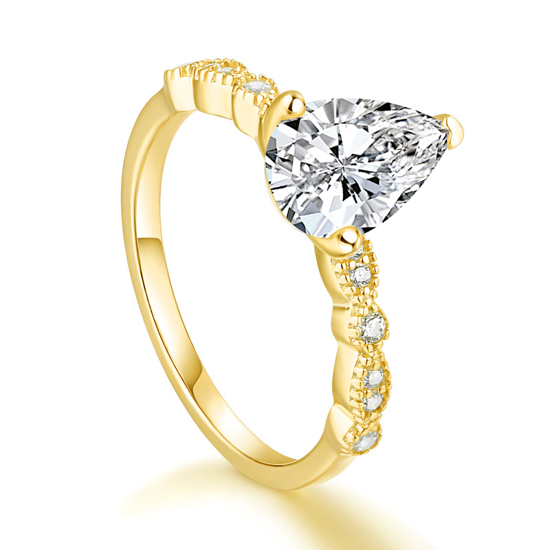 Drop Pear Cut Sterling Silver Ring For Women-TL-Juri Elle