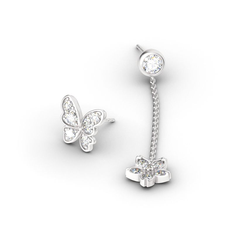 Butterfly Sterling Silver Mismatched Earrings-JE-Juri Elle