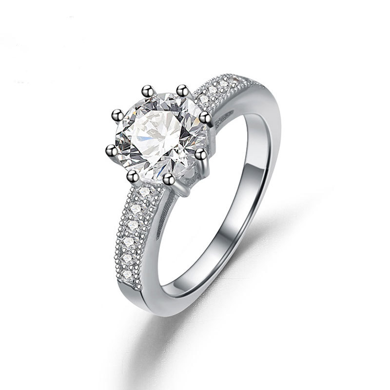 Simple Round Cut Sterling Silver Ring-TL-Juri Elle