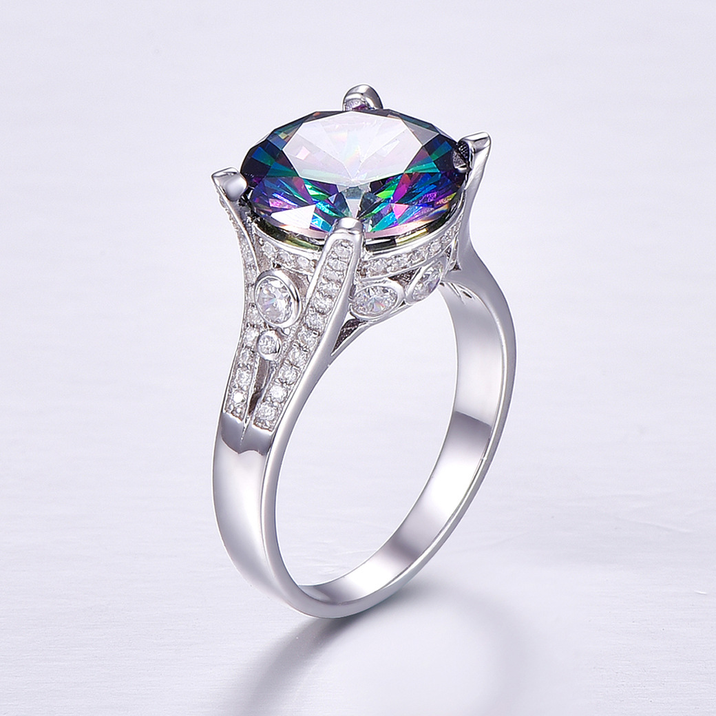 Shiny Round Cut Sterling Silver Ring-ZX-Juri Elle