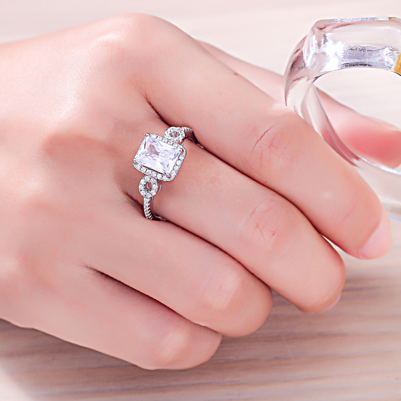 Simple Radiant Cut Sterling Silver Ring-TL-Juri Elle