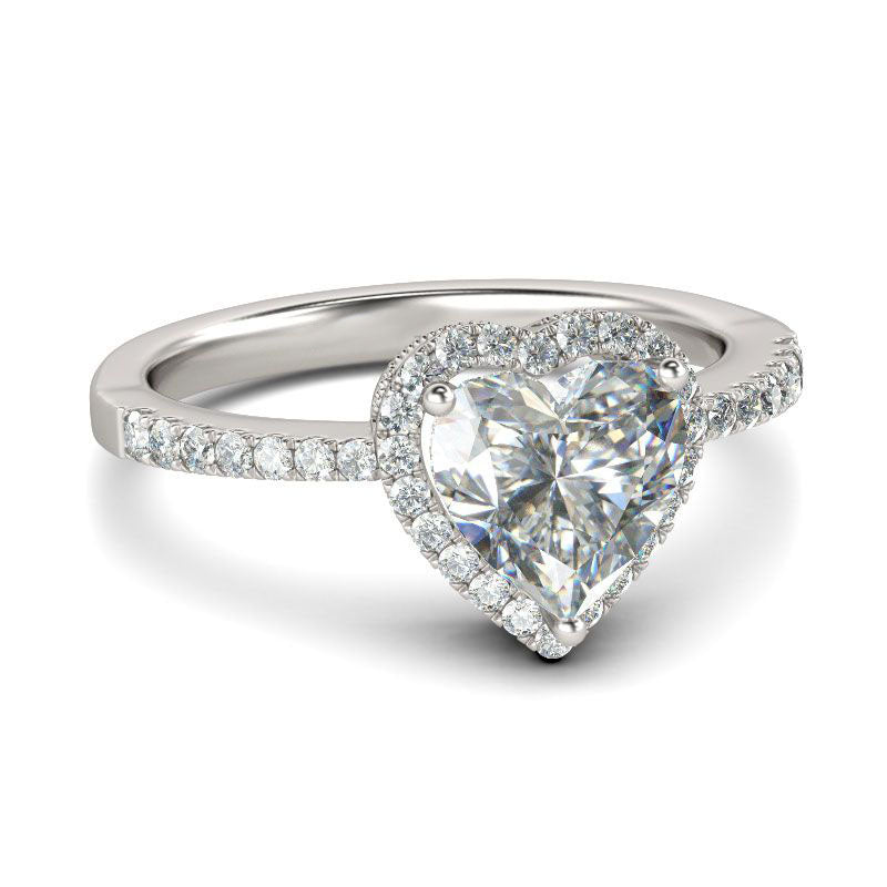 Halo Heart Cut Sterling Silver Ring-JE-Juri Elle
