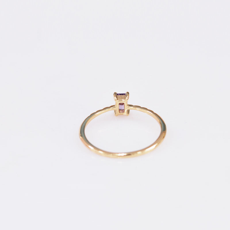 Single Purple Diamond Sterling Silver Ring-DL-Juri Elle