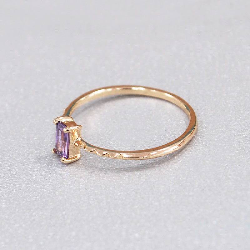 Single Purple Diamond Sterling Silver Ring-DL-Juri Elle