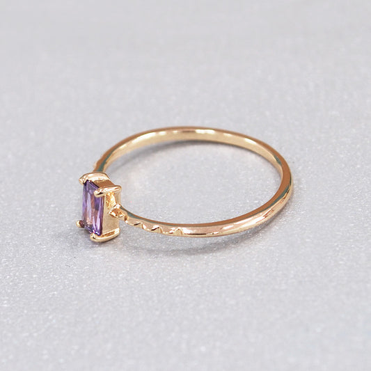 Single Purple Diamond Sterling Silver Ring-DL-Juri Elle