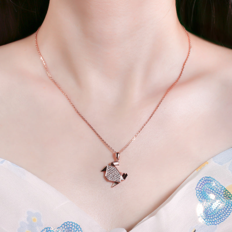 Paper-folding Style Crab Pendant Sterling Silver Necklace-JE-Juri Elle