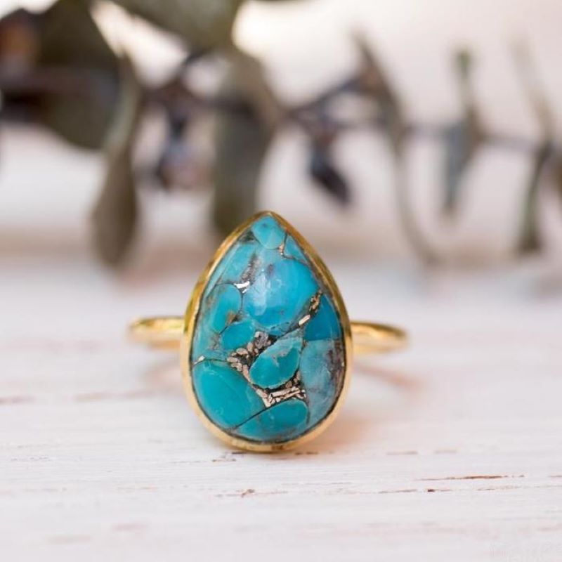 Bague Goutte Bohème Turquoise