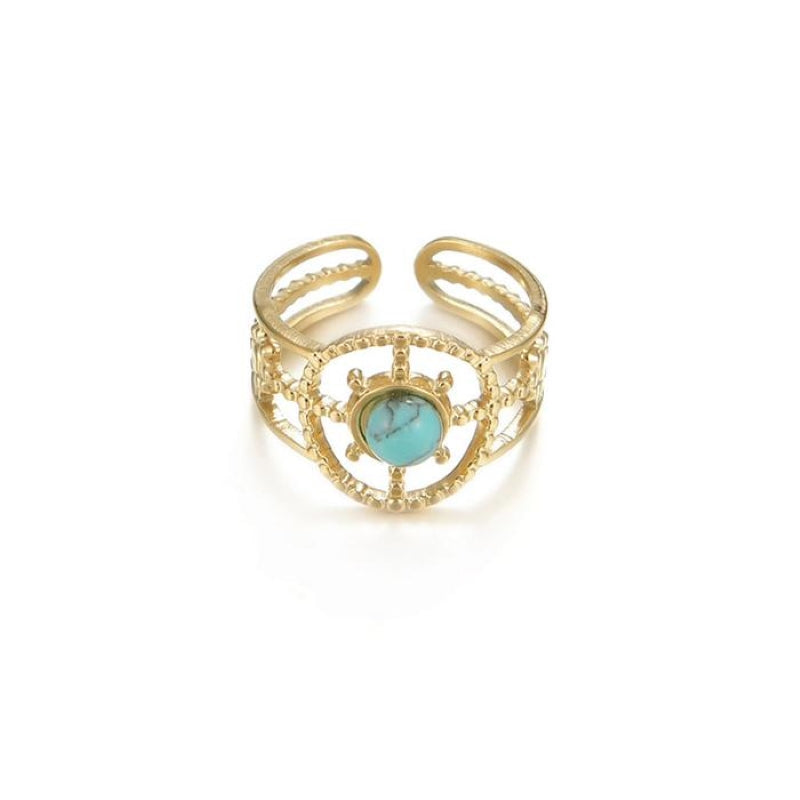 Bohemian Compass Blue Turquoise Opening Ring