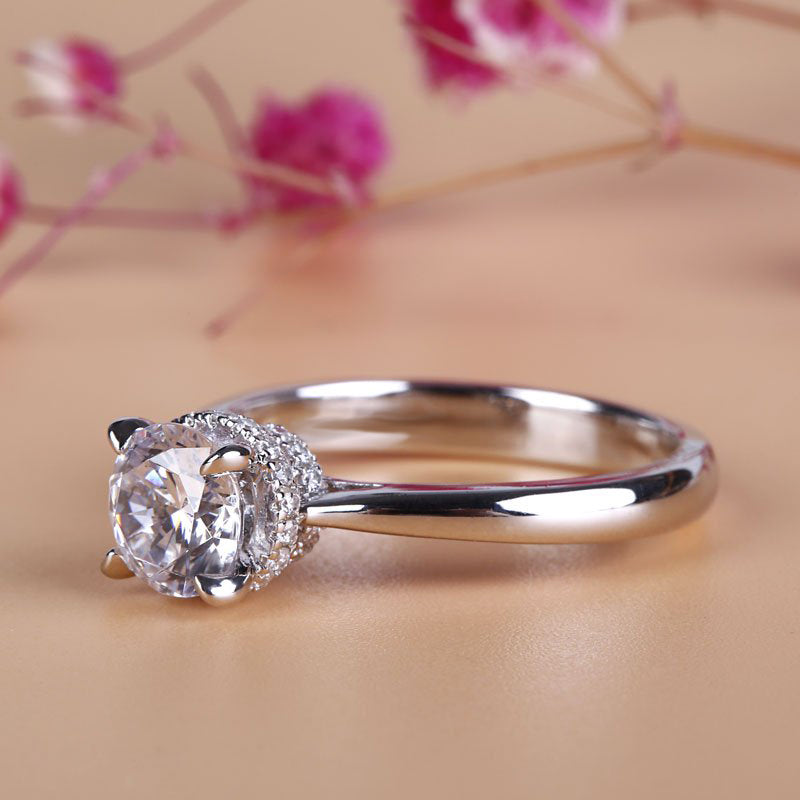 Solitaire Round Cut Sterling Silver Ring-JE-Juri Elle