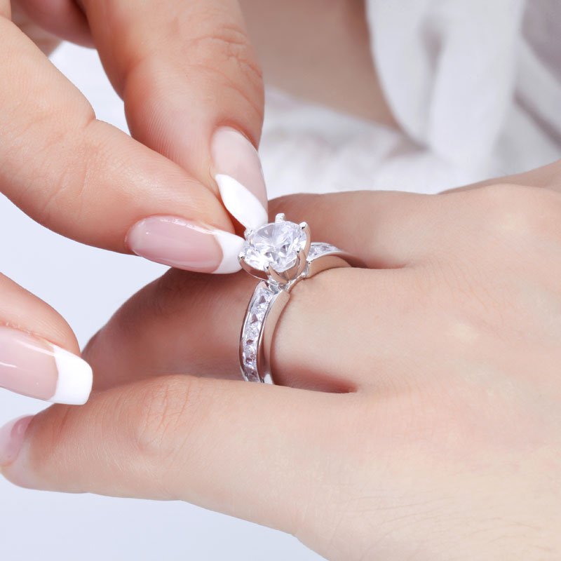 Invisible Setting Round Cut Sterling Silver Ring-JE-Juri Elle