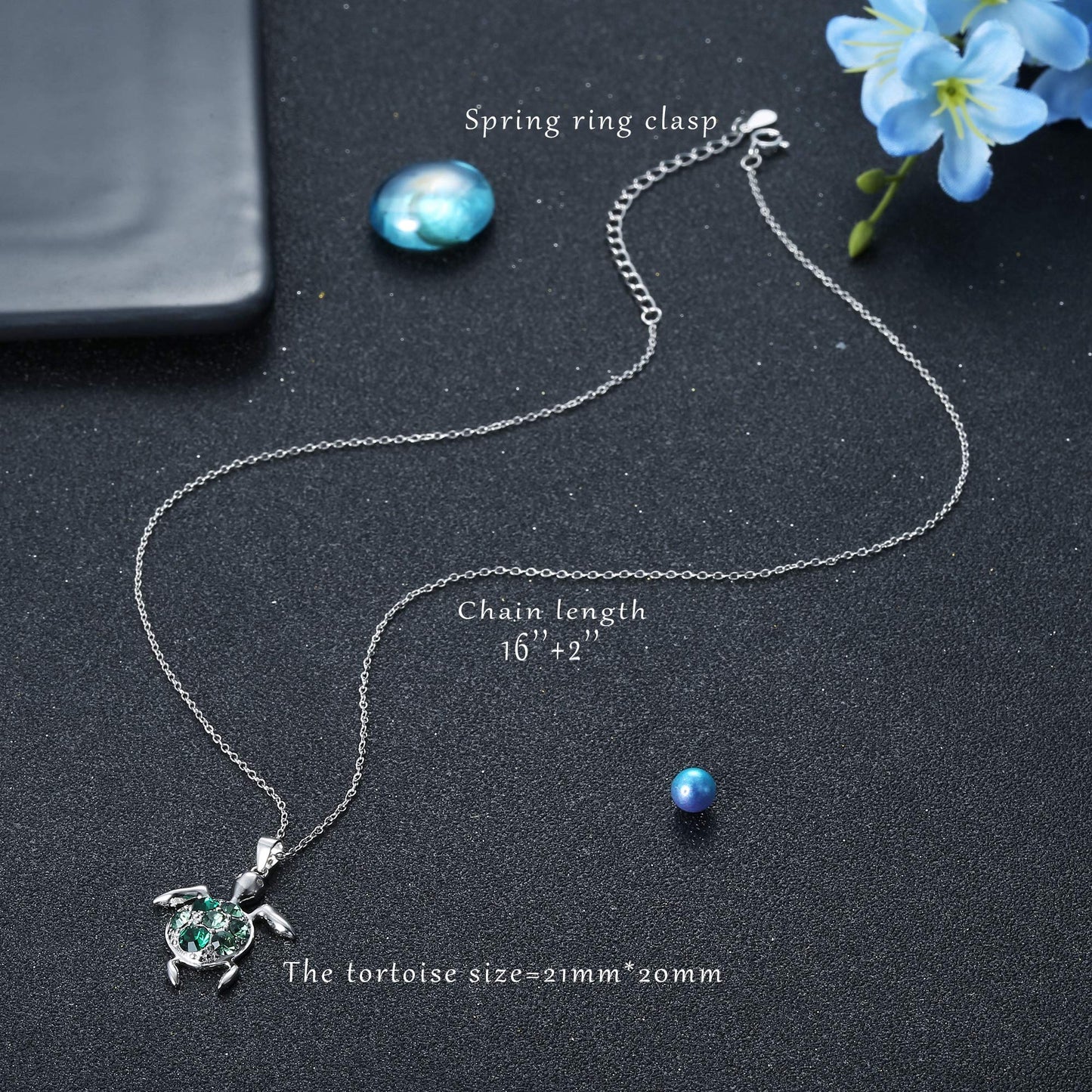Sterling Silver Turtle Pendant Necklace for Women