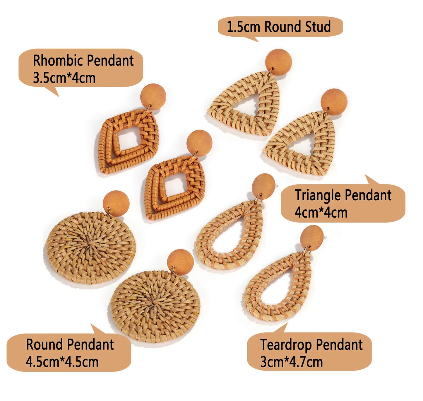 Rattan Dangle Earrings for Women