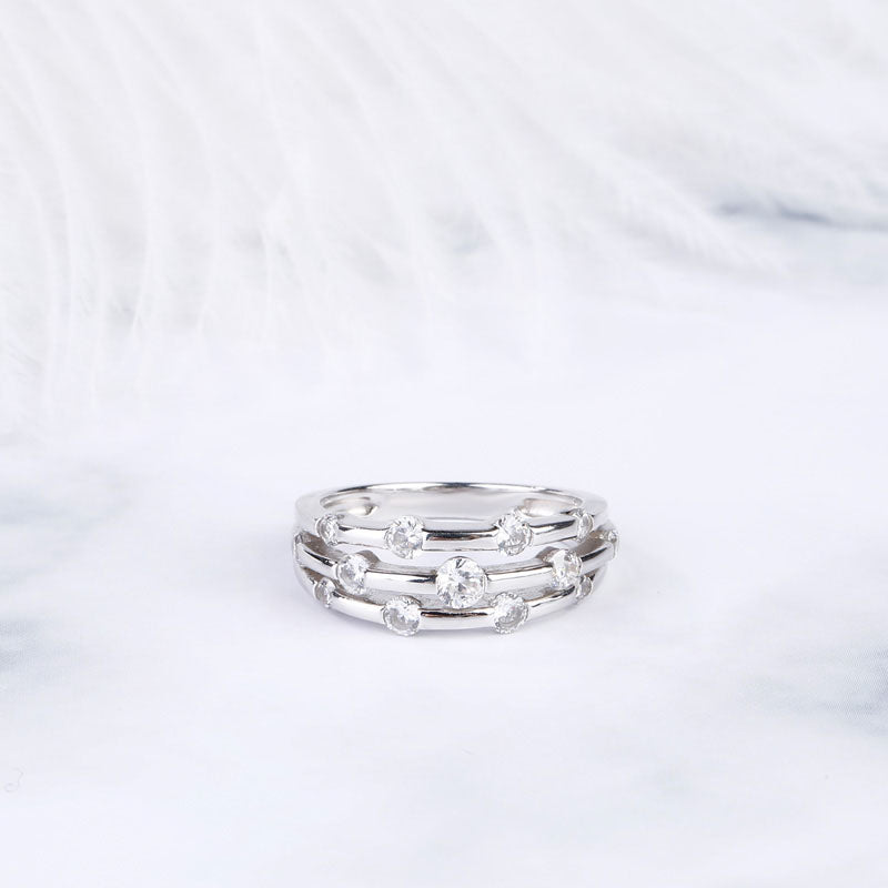Split Shank Round Cut Sterling Silver Women's Band-JE-Juri Elle