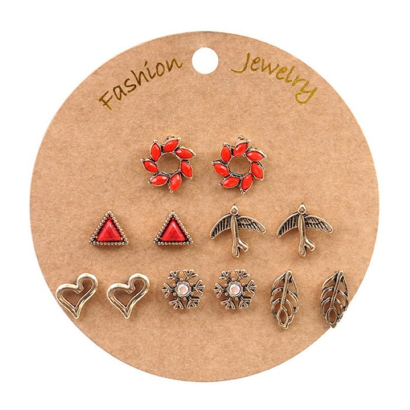 Bohemian Gold Tassel Earrings Set 6 Pairs