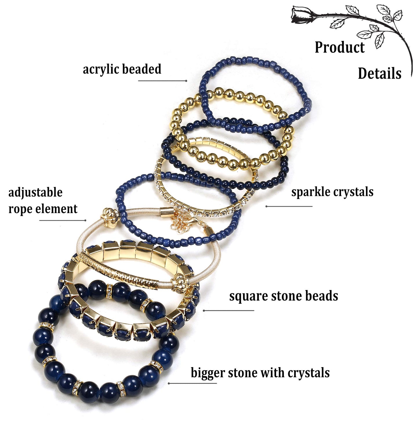Bohemian Beaded Bracelets for Women Multilayer Stretch Stackable Bracelet Set Multicolor Jewelry