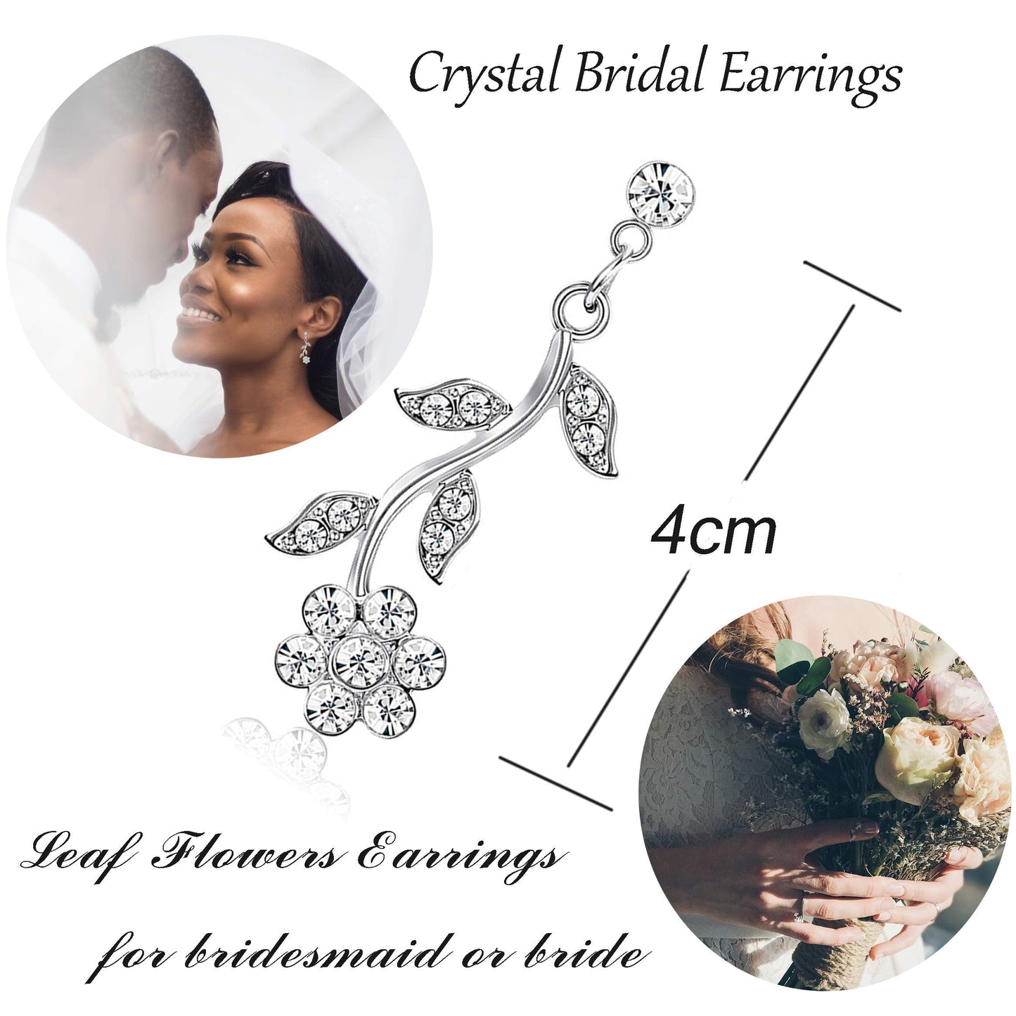 Bridal Jewellery Set Stone Flower Leaf Earring Necklace Jewellery Set