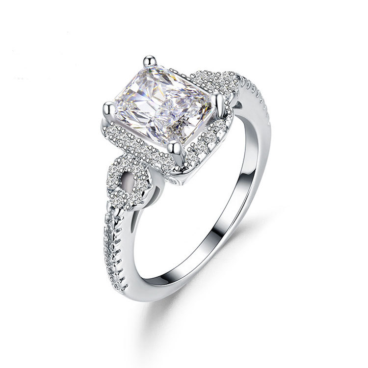 Simple Radiant Cut Sterling Silver Ring-TL-Juri Elle
