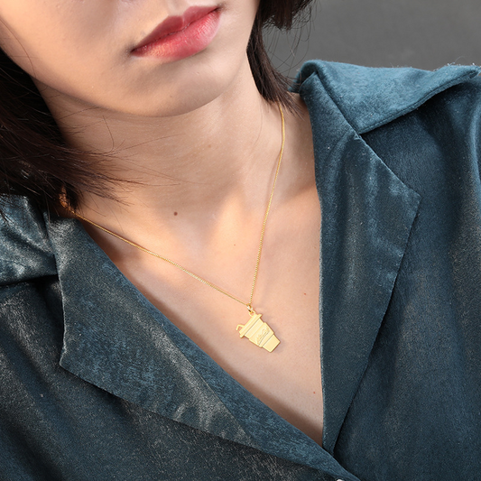 Cola Bottle Sterling Silver Plated Gold Necklace