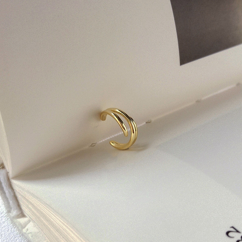 Irregular Lines Sterling Silver Plated Gold Ear Clip