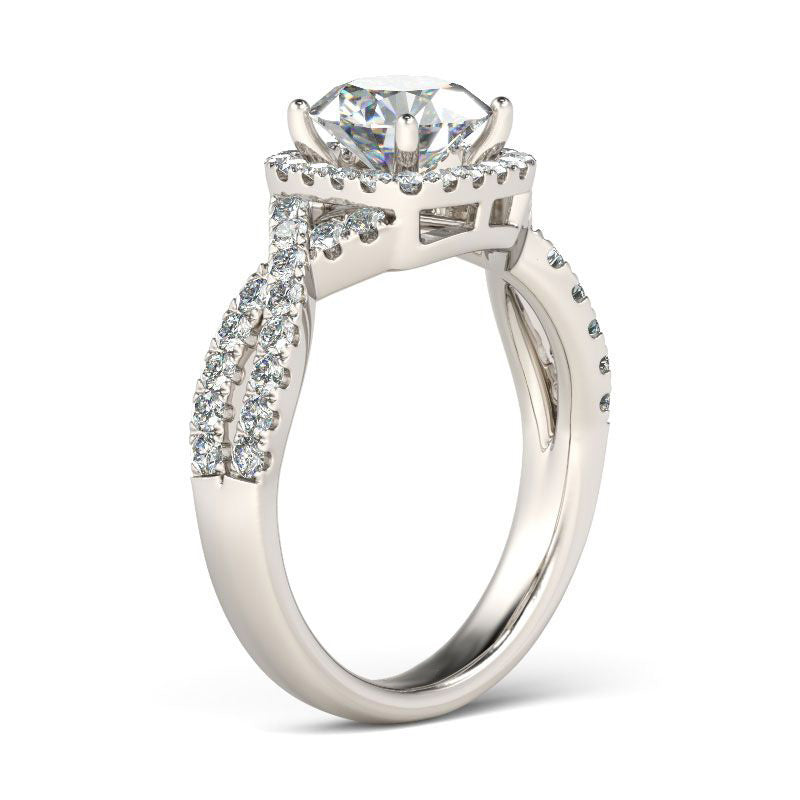 Twist Halo Round Cut Sterling Silver Ring-JE-Juri Elle