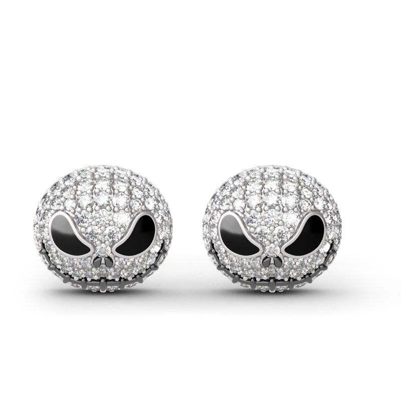 "Pumpkin King" "Jack Skull" Sterling Silver Skull Earrings-JE-Juri Elle