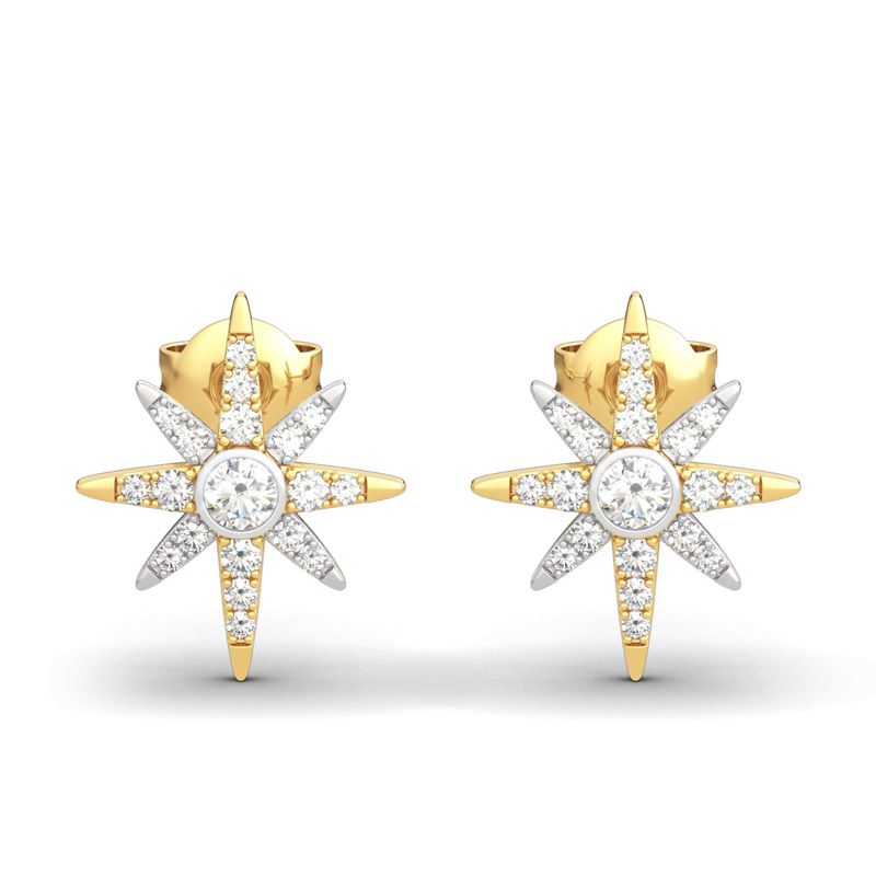 Two Tone Star Sterling Silver Earrings-JE-Juri Elle