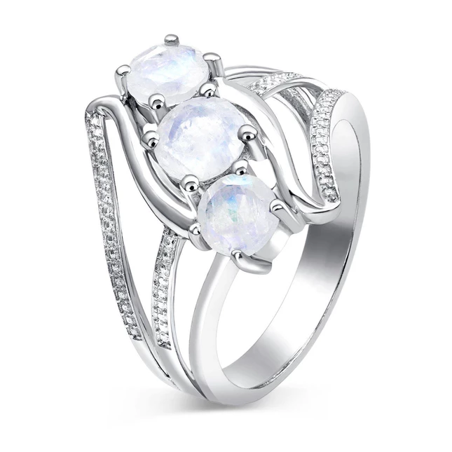 Moonstone Ring - Triple Lights-MM-Juri Elle