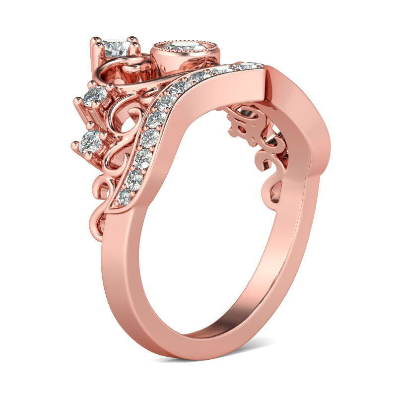Rose Gold Tone Crown Sterling Silver Ring-JE-Juri Elle