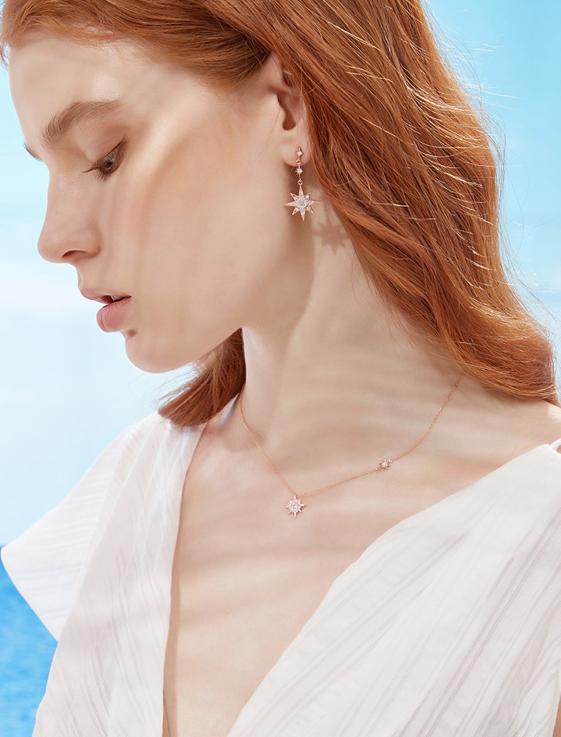 Meteor Round Cut Sterling Silver Necklace