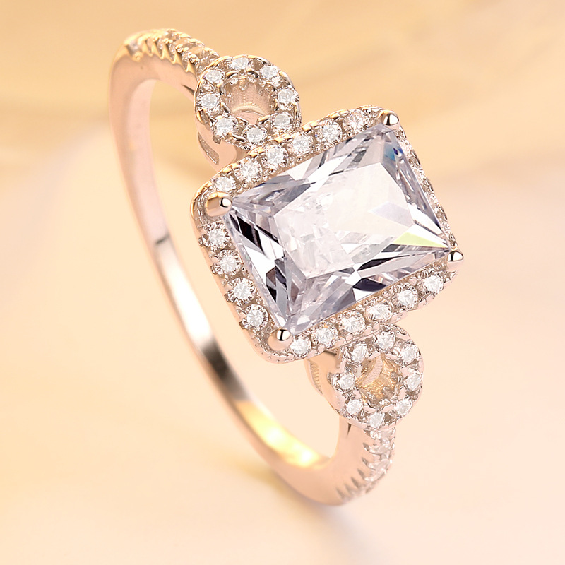 Simple Radiant Cut Sterling Silver Ring-TL-Juri Elle