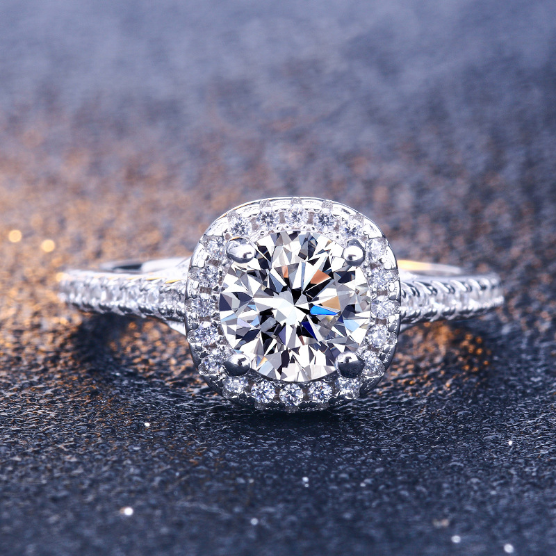 Halo Round Cut Sterling Silver Ring-TL-Juri Elle
