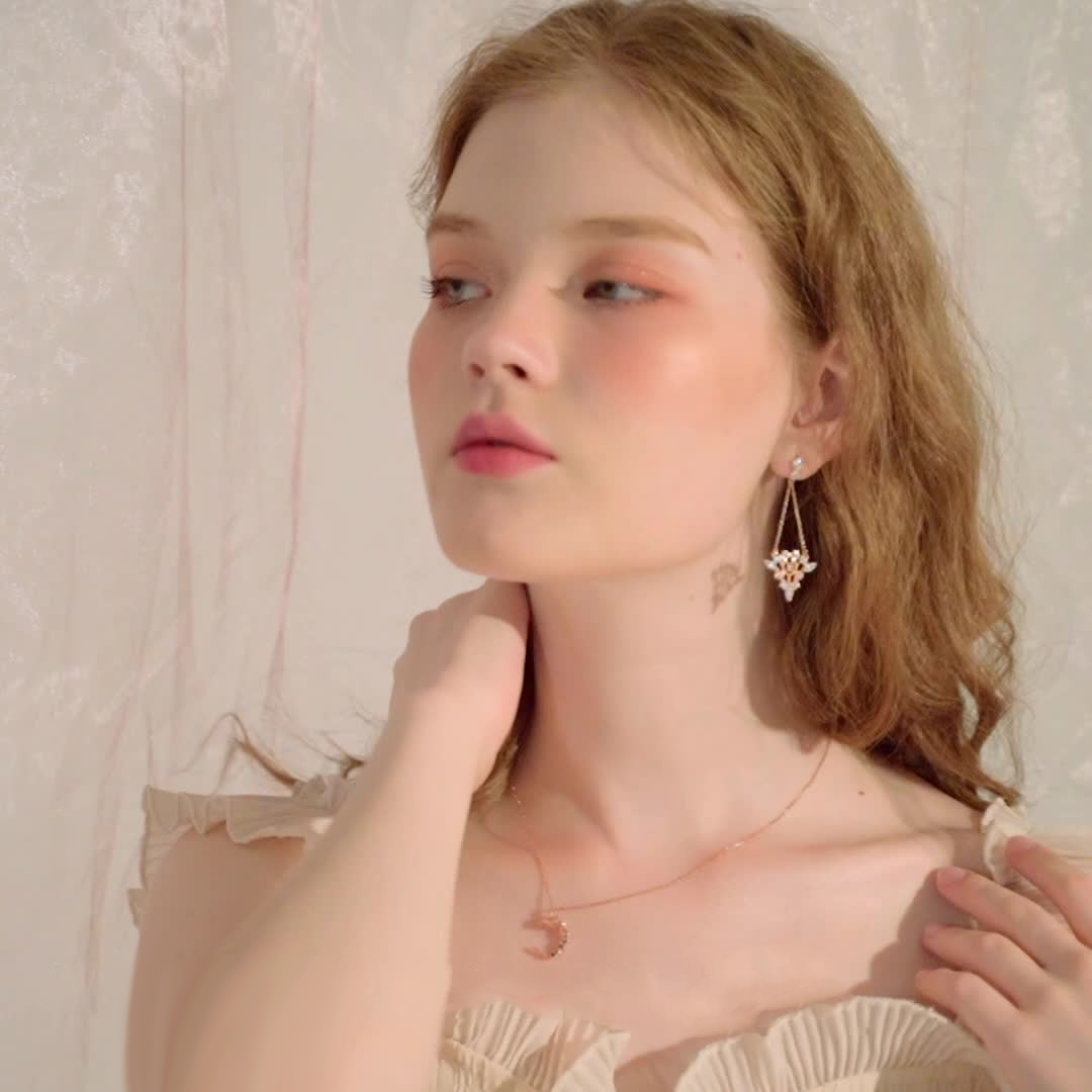 Moonlight Tune Round Princess Pear Marquise Cut Collier en argent sterling plaqué or rose 14 carats