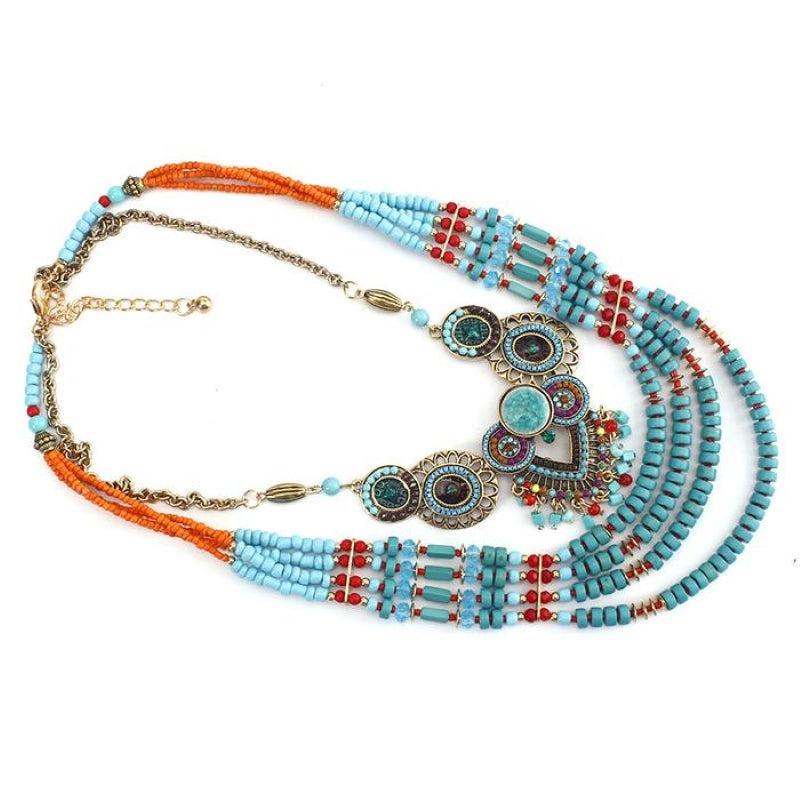 Bohemian Multilayer Colored Beaded Necklace