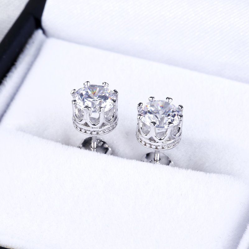 Classic Crown Sterling Silver Stud Earrings-JE-Juri Elle