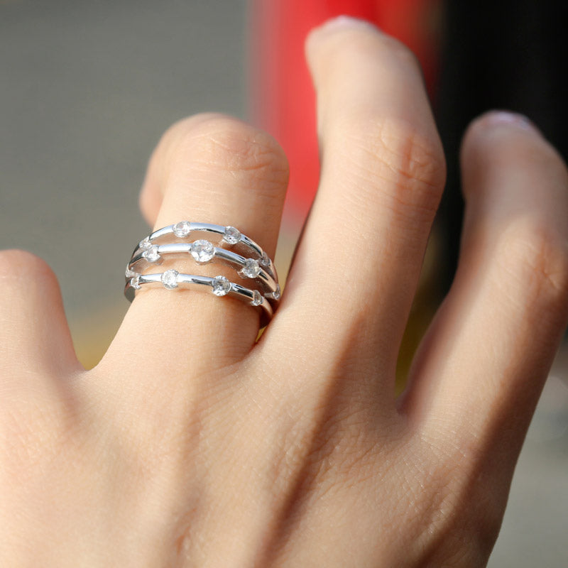 Split Shank Round Cut Sterling Silver Women's Band-JE-Juri Elle