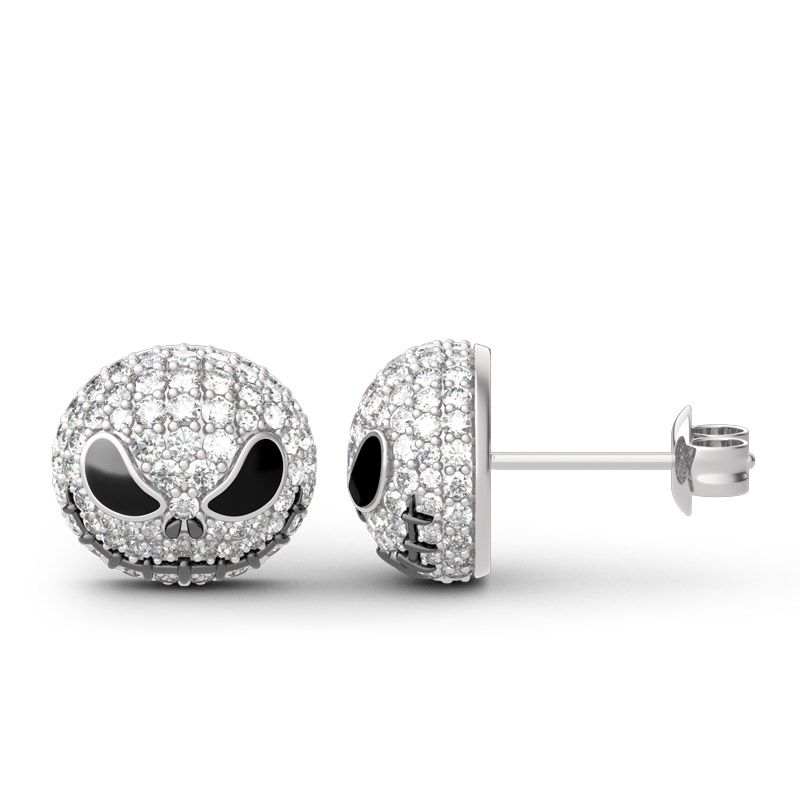 "Pumpkin King" "Jack Skull" Sterling Silver Skull Earrings-JE-Juri Elle