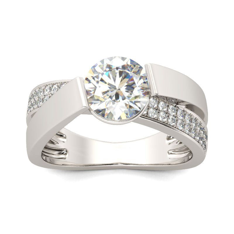 Tension Set Round Cut Sterling Silver Ring-JE-Juri Elle
